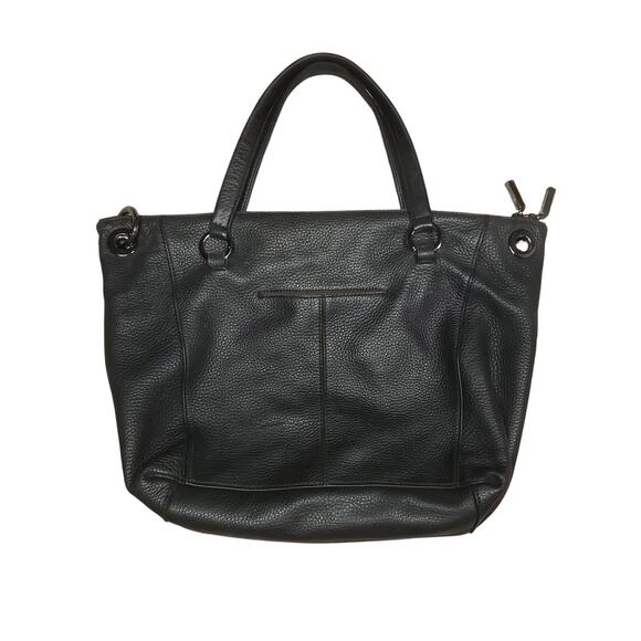 Vintage Hammit Black Tote Leather Bag Stud Red lined Zip Shoulder Hand Purse - Picture 2 of 7